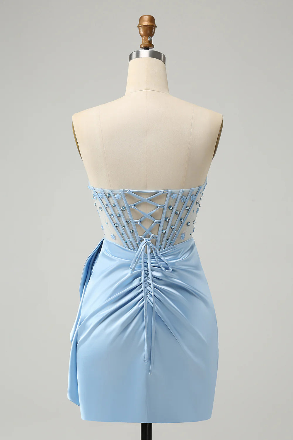Blue Bodycon Sweetheart Pleated Corset Short Homecoming Dress