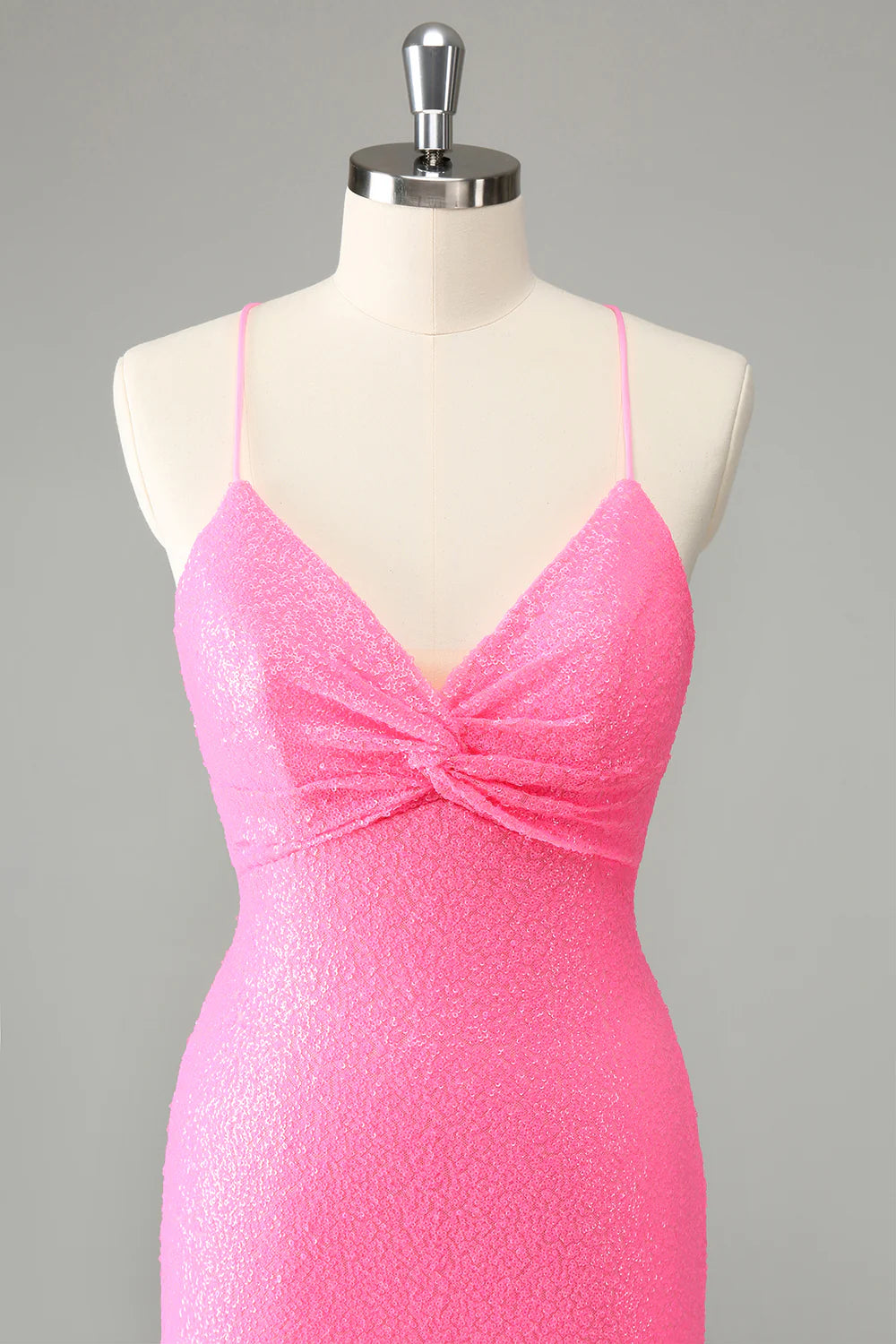 Pink Bodycon Spaghetti Straps Sequins Short Homecoming Dress