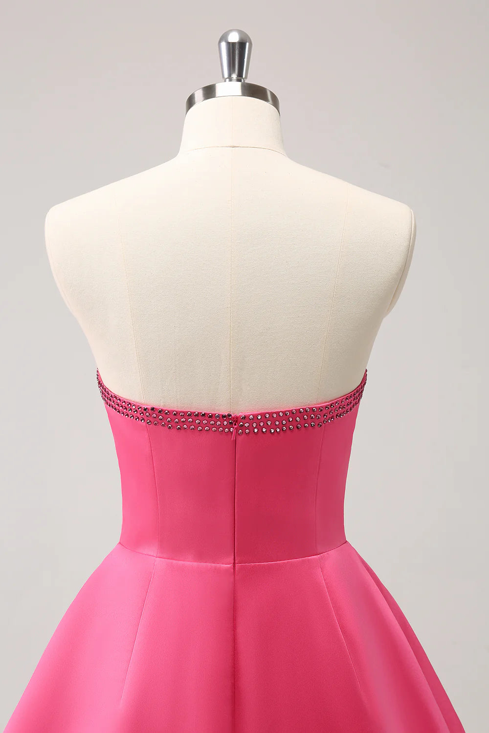 Hot Pink A Line Strapless Cut Out Homecoming Dress