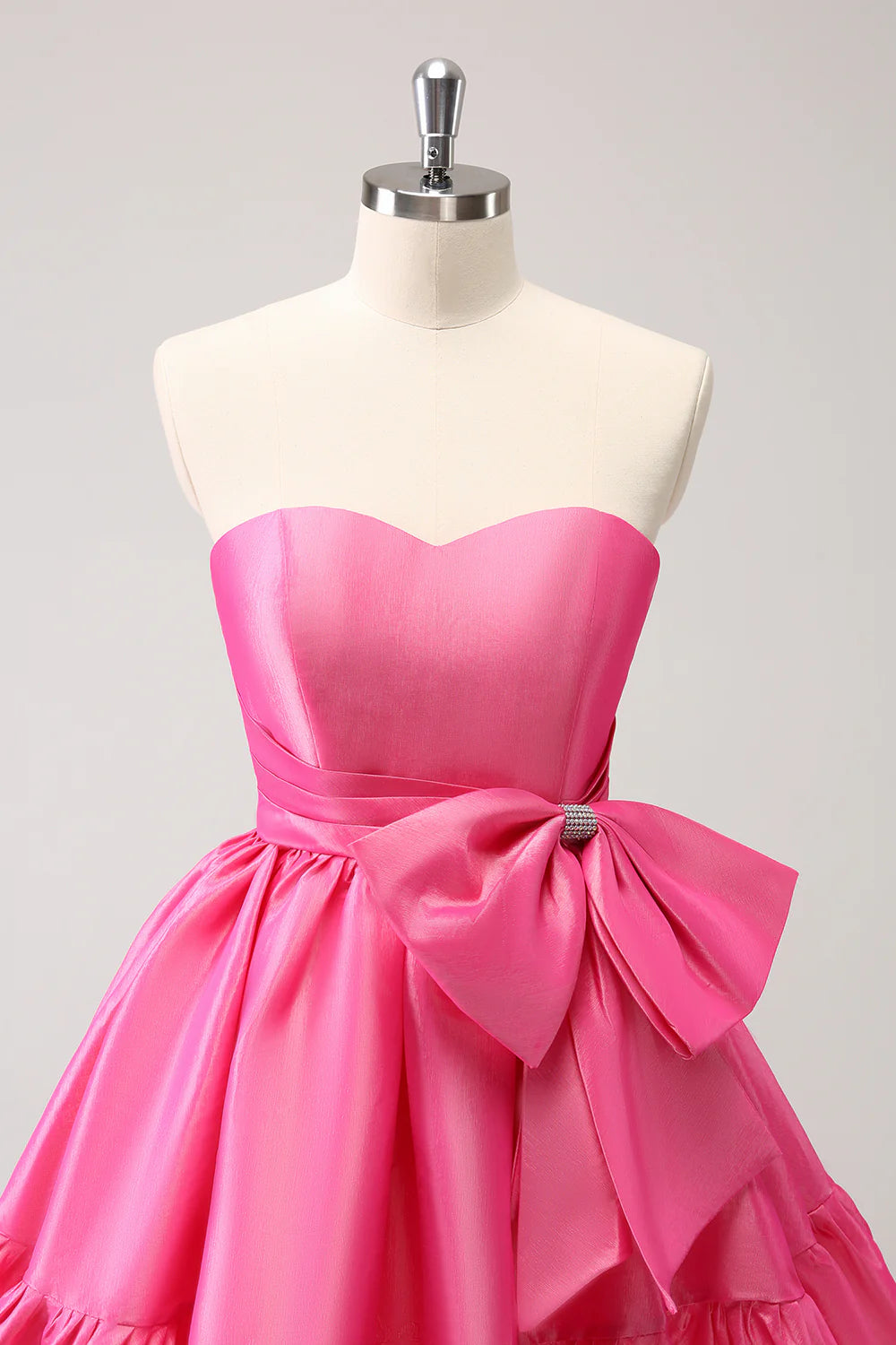 Hot Pink A Line Strapless Pleated Short Homecoming Dress