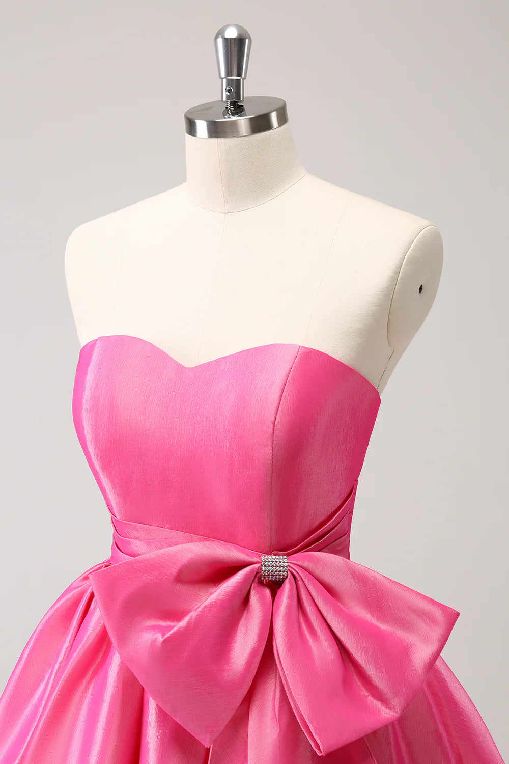 Hot Pink A Line Strapless Pleated Short Homecoming Dress