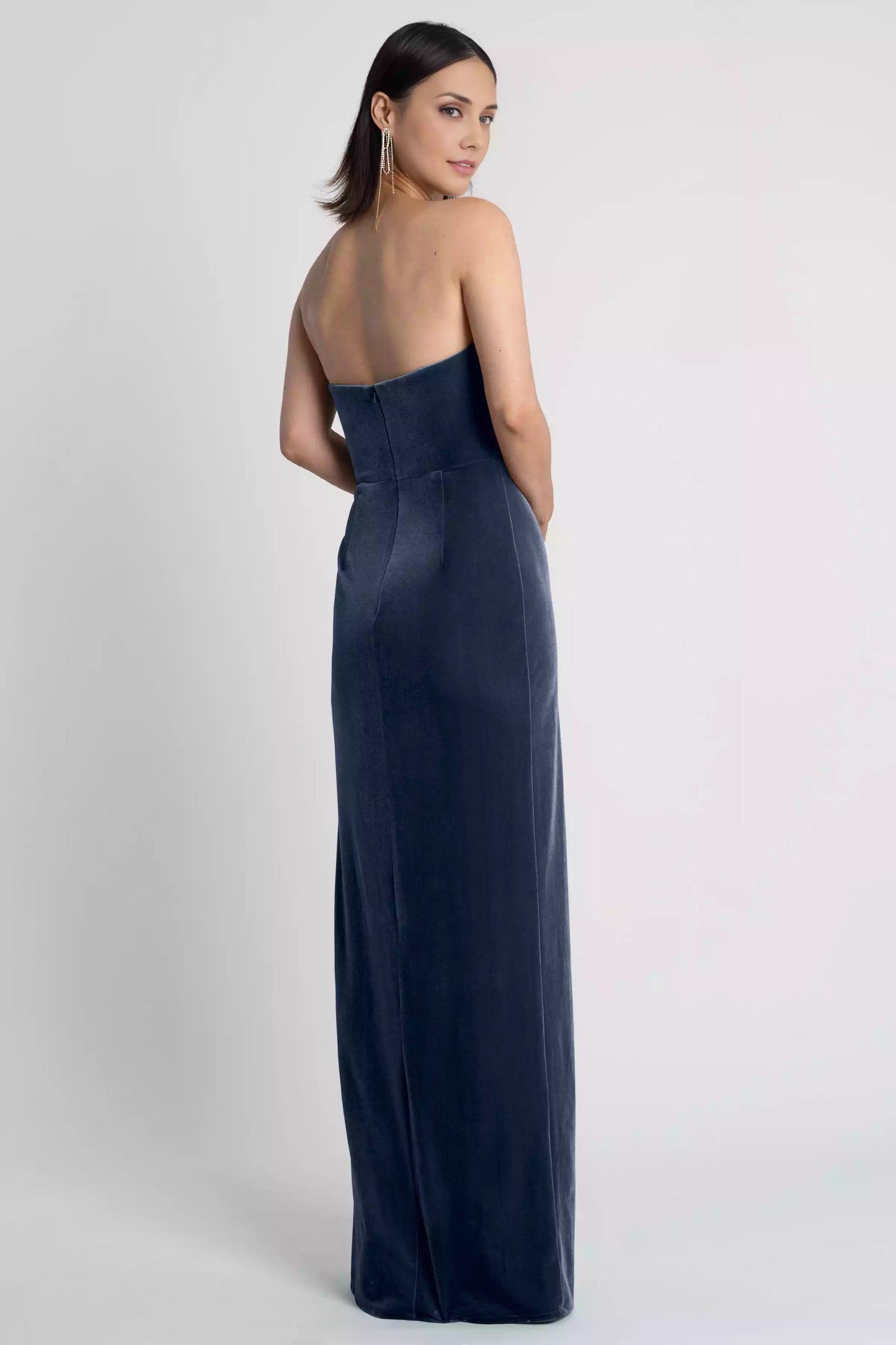 Fashionable off shoulder round neck velvet high slit design with slim fit skirt and bold side slit Evening Dresses