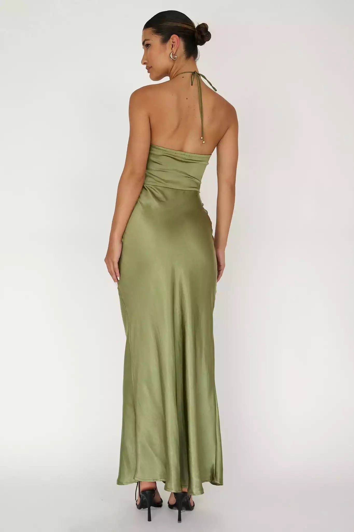 Fashionable satin unlined floral decoration with exposed back and zipper on the side Prom Dresses