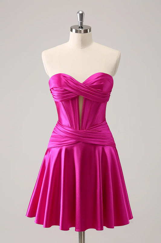 A Line Sweetheart Criss Cross Corset Homecoming Dress