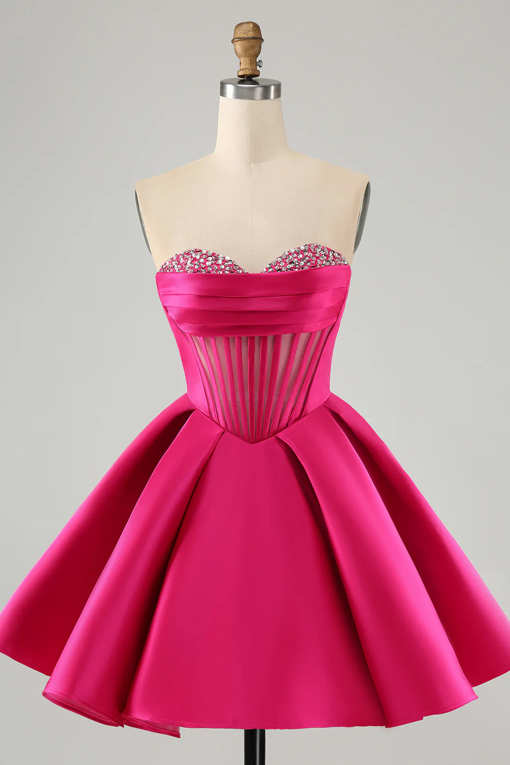 Fuchsia A Line Sweetheart Corset Short Homecoming Dress