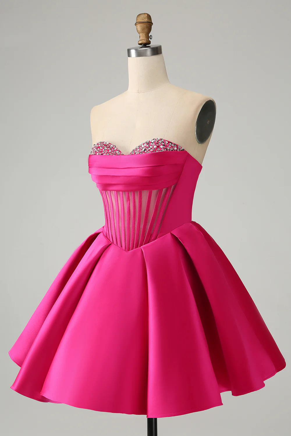 Fuchsia A Line Sweetheart Corset Short Homecoming Dress