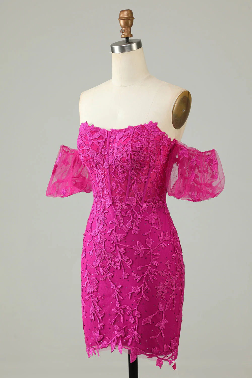 Sheath Off the Shoulder Short Homecoming Dress With Appliques
