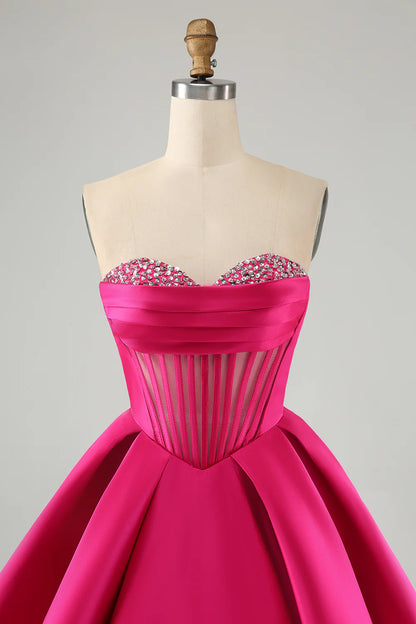 Fuchsia A Line Sweetheart Corset Short Homecoming Dress