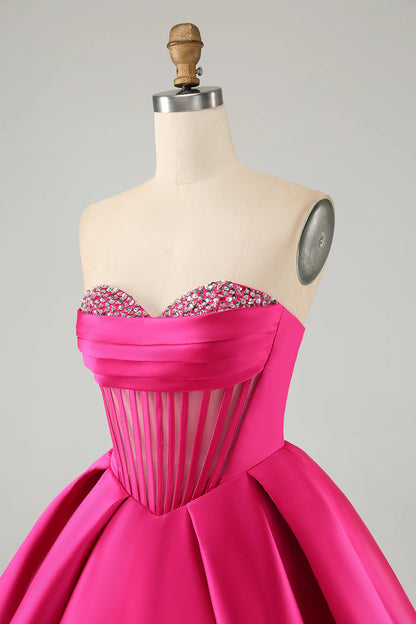 Fuchsia A Line Sweetheart Corset Short Homecoming Dress