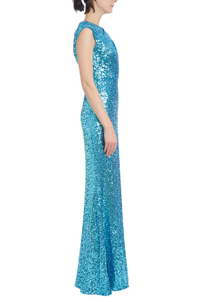 Badgley Mischka turquoise sequined mermaid Prom Dresses