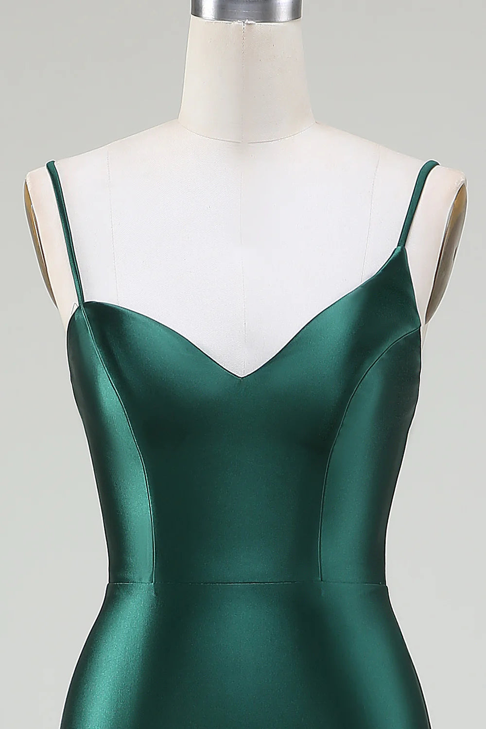 Dark green slim fit mermaid spaghetti strap sweep train dance dress