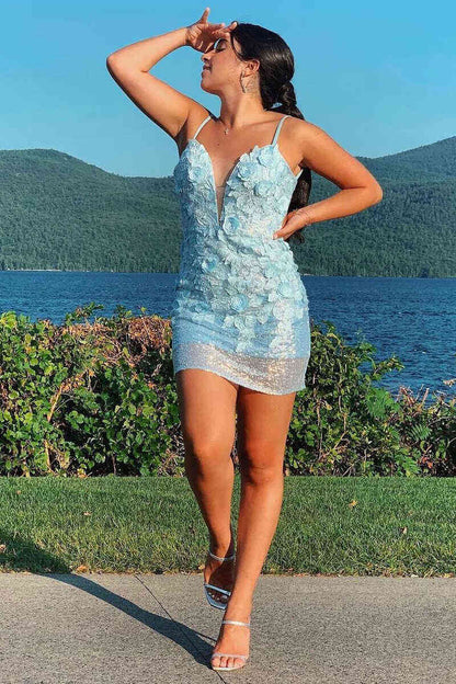 Flashy Cover Italian Noodle Strap Lace Sticker Homecoming Party Dress