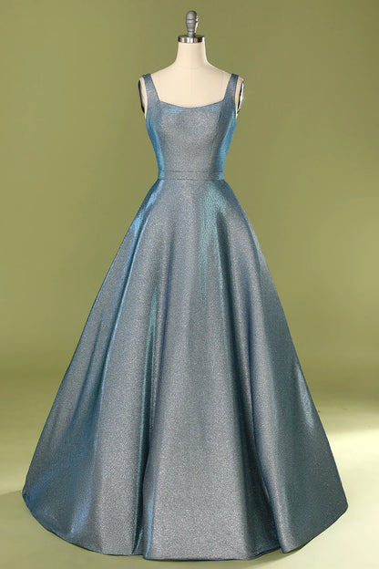 Bright blue elegant sexy backless ball dress