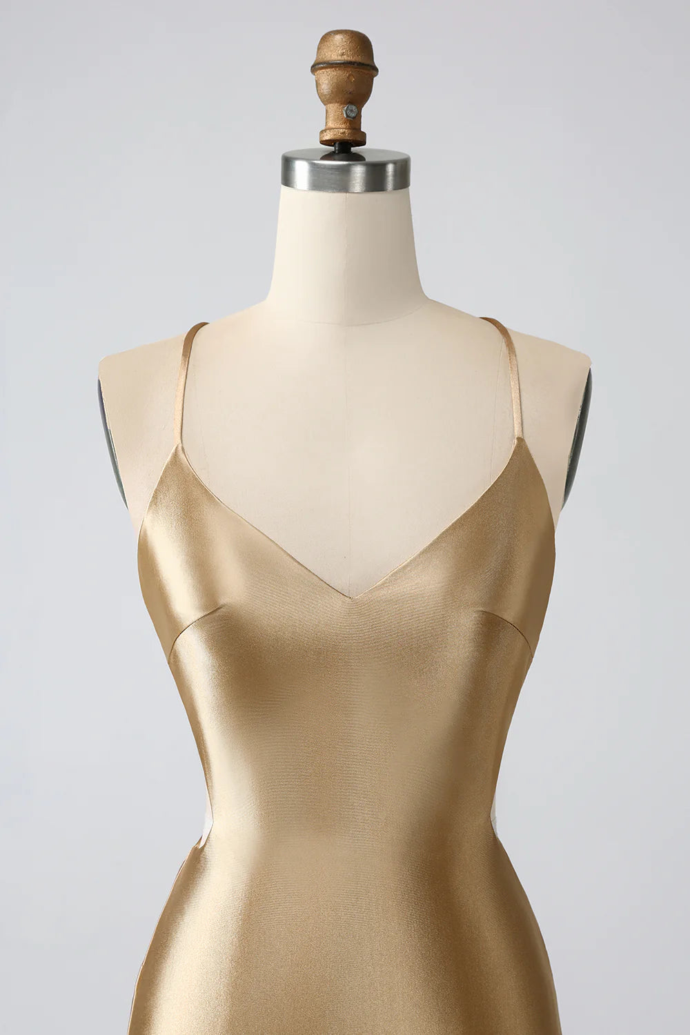 Golden Bodycon  Straps Lace-up Back Short Homecoming Dress