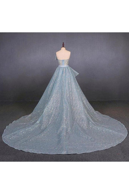 Gorgeous Off-The-Shoulder Ball Gown with Removable Sparkly Tulle Evening Dress