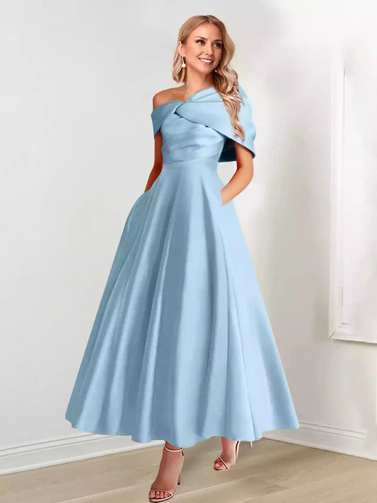Gorgeous A-line/Princess style with ankle sleeveless exposed shoulder lotus leaf edge Mother of the Bride Dresses
