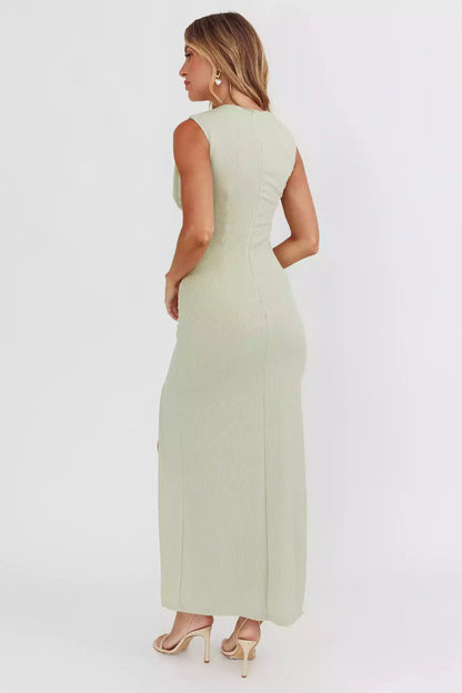 Gorgeous Knitted Mid length Asymmetric Collar Leg Opener Pads Invisible Rear Zipper Prom Dresses