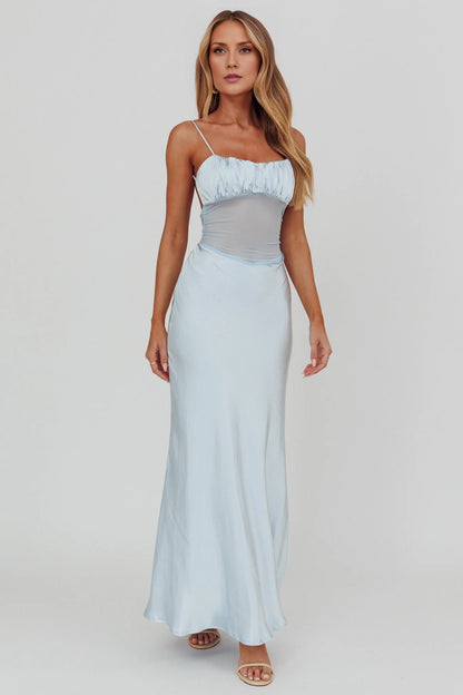 Gorgeous adjustable shoulder straps, mesh waist, side zipper bridesmaid dress