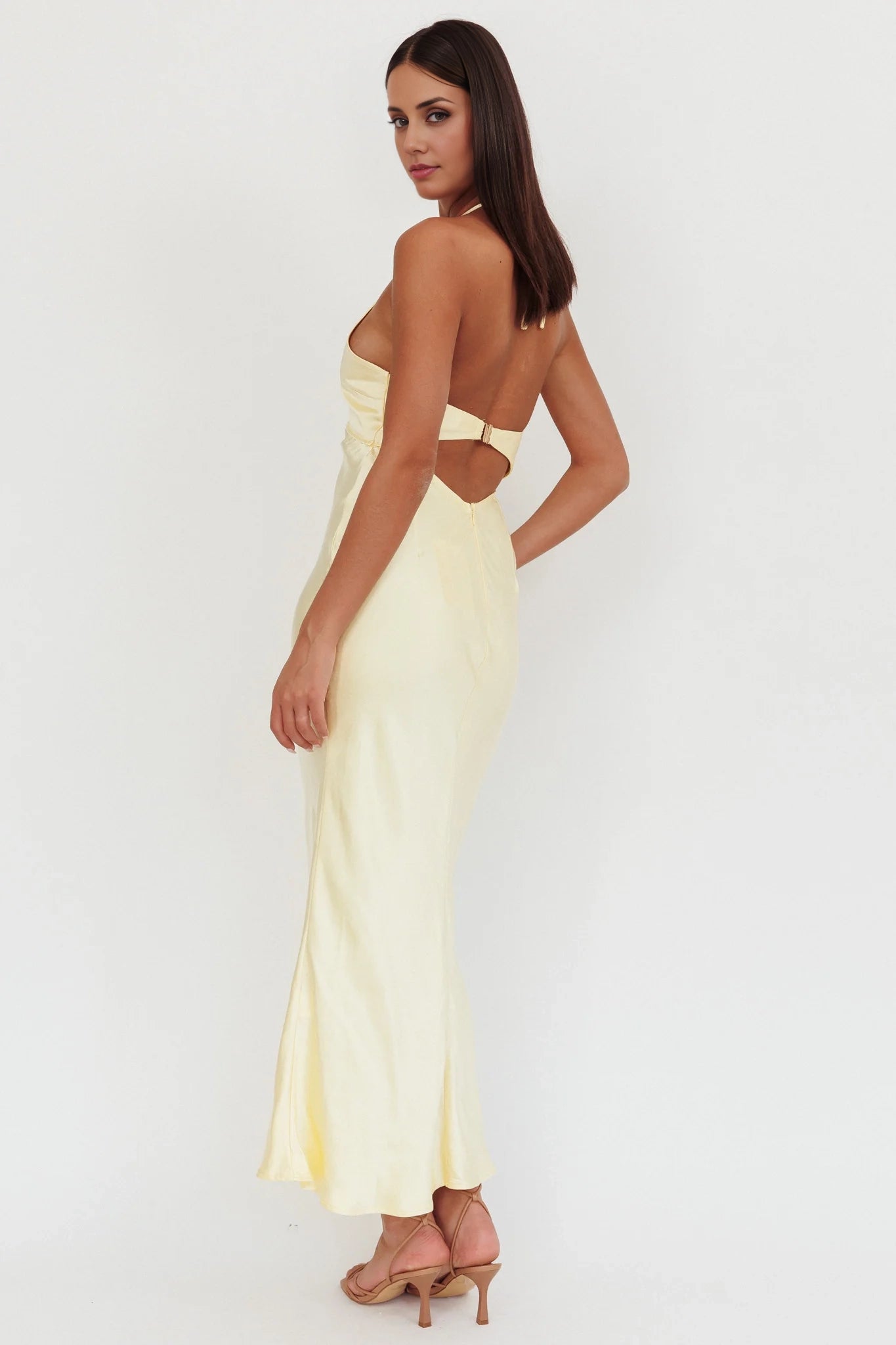 Gorgeous backless lock hole bust, lined bust, lined bridesmaid dress