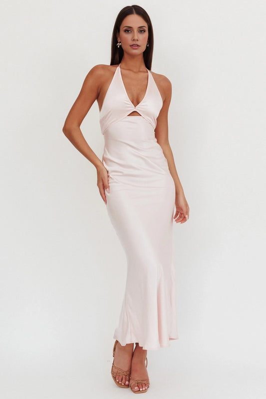 Gorgeous backless lock hole bust with lining backless neckline bridesmaid dress