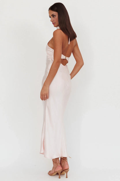 Gorgeous backless lock hole bust with lining backless neckline bridesmaid dress