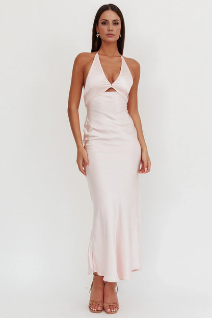 Gorgeous backless lock hole bust with lining backless neckline bridesmaid dress