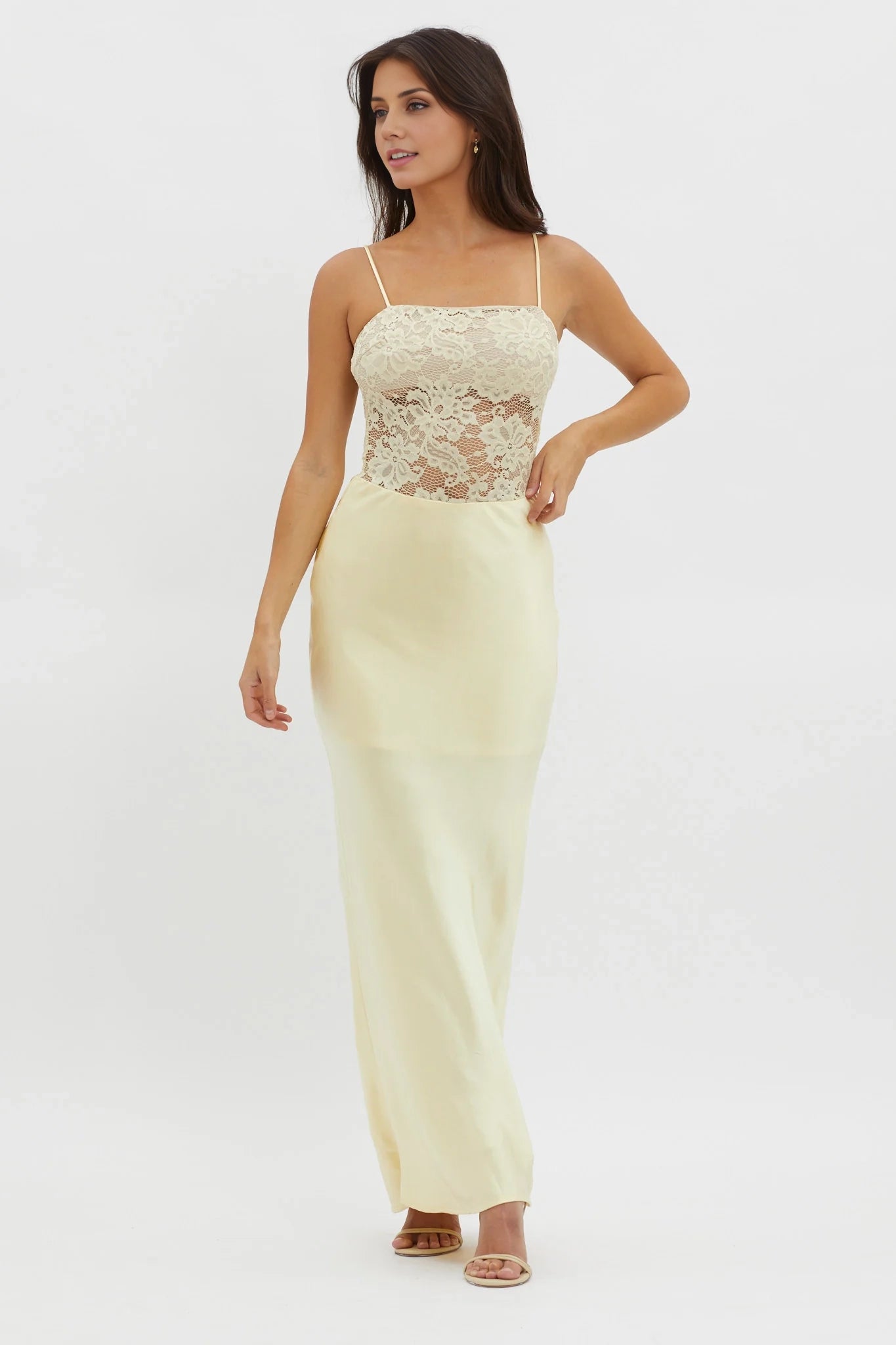 Gorgeous camisole, lace corset, side zipper bridesmaid dress
