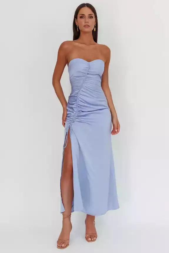 Gorgeous drawstring pleated heart-shaped neckline with zipper at the back Bridesmaid Dresses