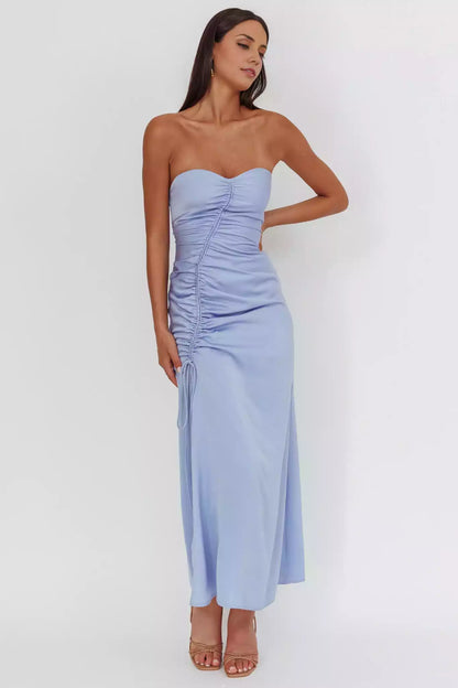 Gorgeous drawstring pleated heart-shaped neckline with zipper at the back Bridesmaid Dresses