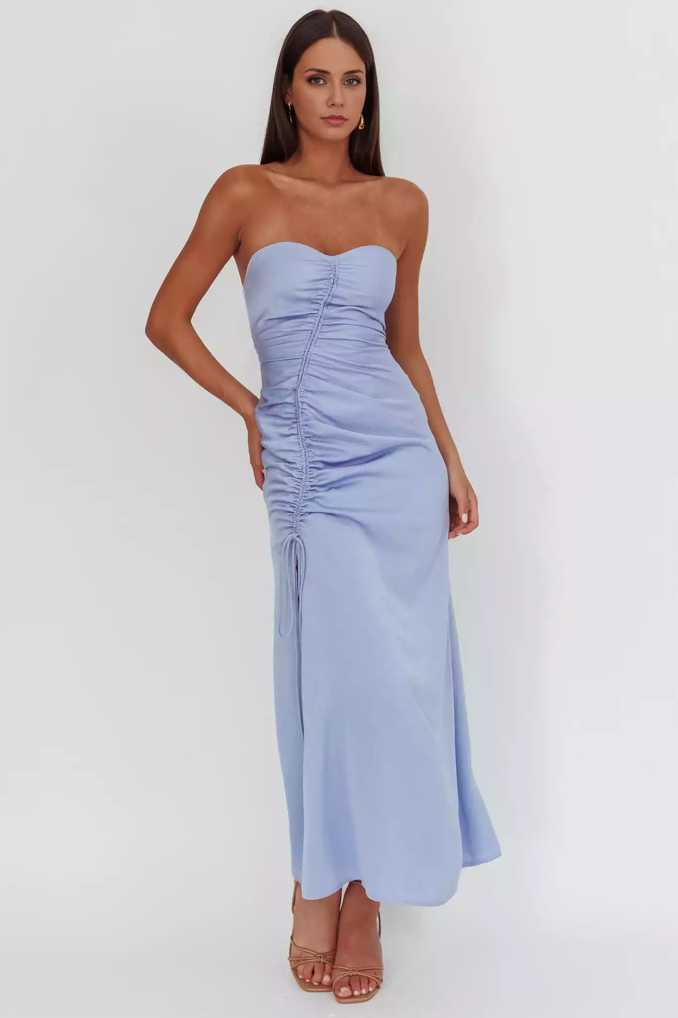 Gorgeous drawstring pleated heart-shaped neckline with zipper at the back Bridesmaid Dresses