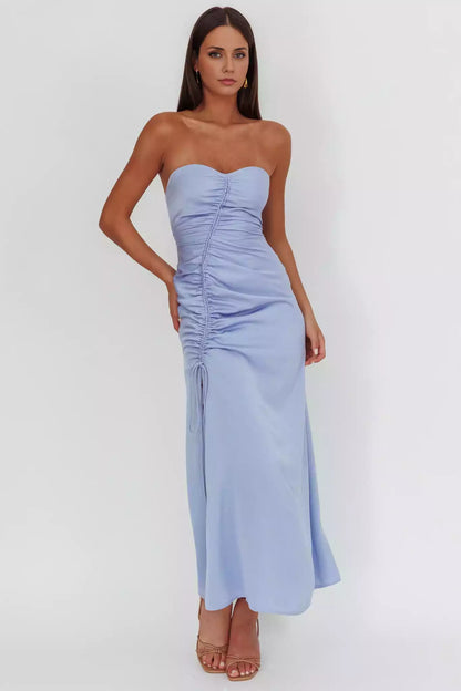 Gorgeous drawstring pleated heart-shaped neckline with zipper at the back Bridesmaid Dresses