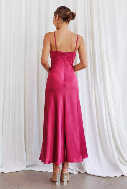 Gorgeous mid length heart-shaped neckline with pleated details, adjustable straps, zippered back, Bridesmaid Dresses