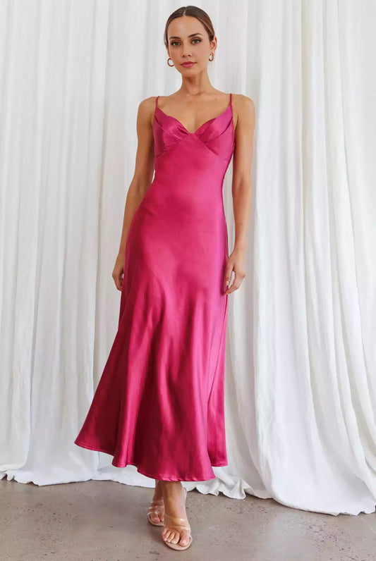 Gorgeous mid length heart-shaped neckline with pleated details, adjustable straps, zippered back, Bridesmaid Dresses