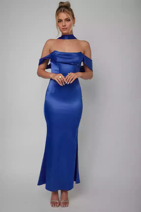 Gorgeous mid length lining hanging off shoulder, lace up back with zipper, Bridesmaid Dresses