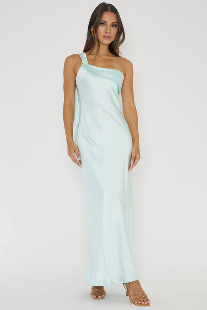 Gorgeous one shoulder soft satin adjustable single shoulder strap ruffle detailing bridesmaid dress