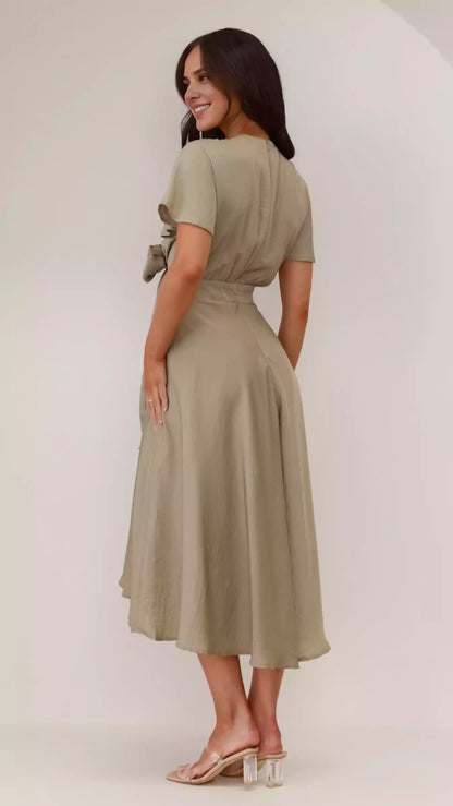 Gorgeous satin flowing skirt, high-low skirt, butterfly sleeves, invisible zipper Prom Dresses