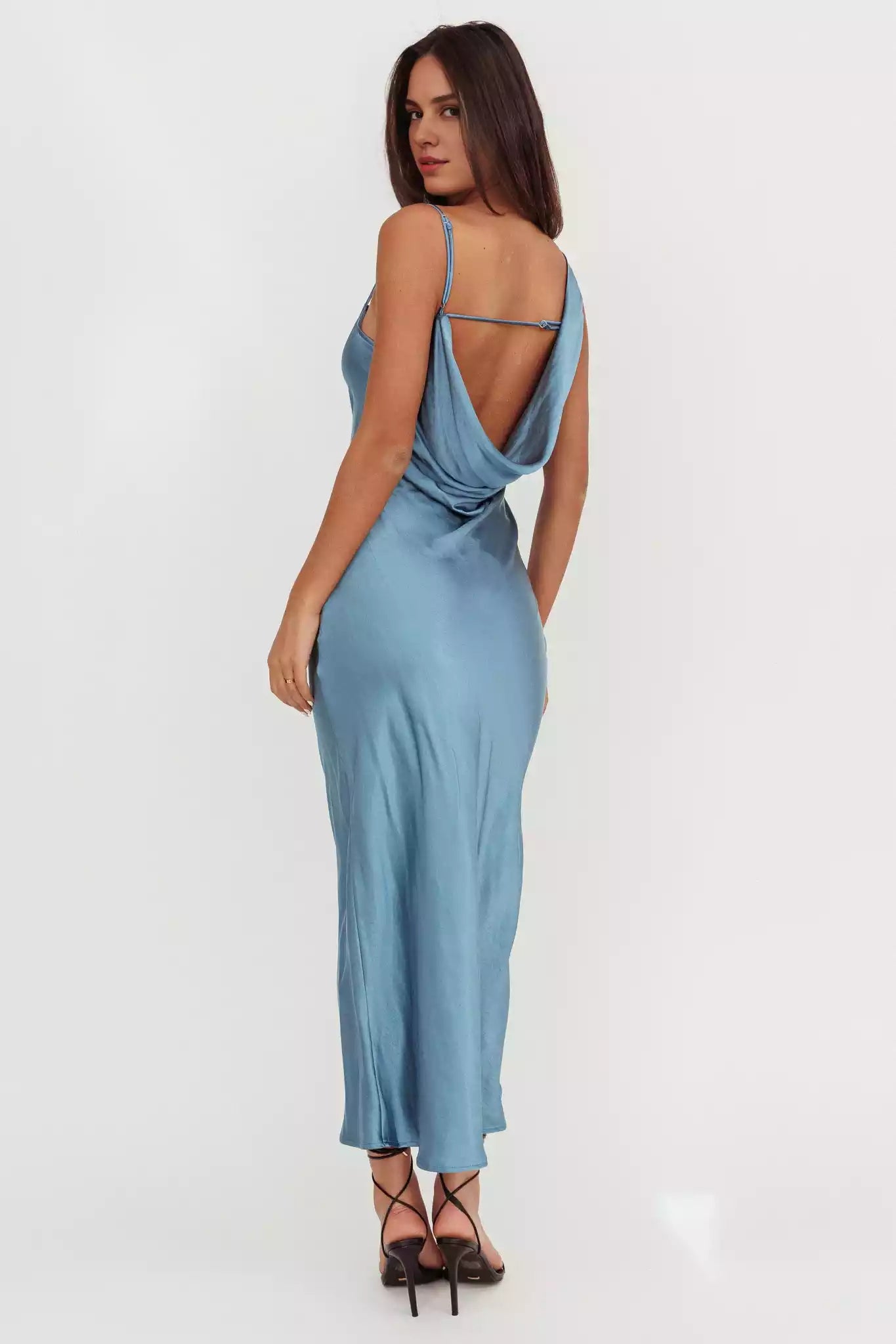 Gorgeous satin long hanging back without lining, invisible side zipper Bridesmaid Dresses