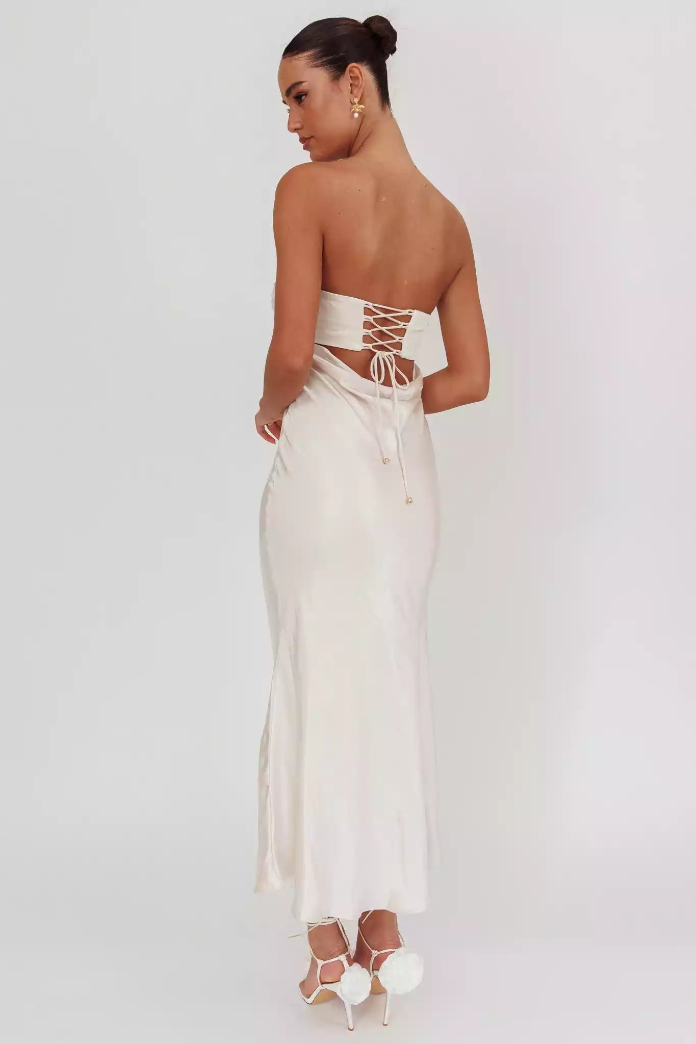 Gorgeous satin mid length lining with a back strap for an unforgettable look Prom Dresses