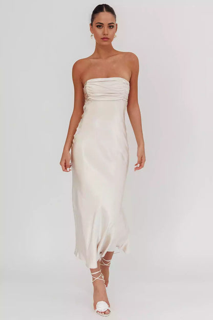 Gorgeous satin mid length lining with a back strap for an unforgettable look Prom Dresses