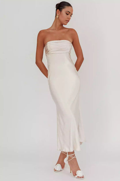 Gorgeous satin mid length lining with a back strap for an unforgettable look Prom Dresses