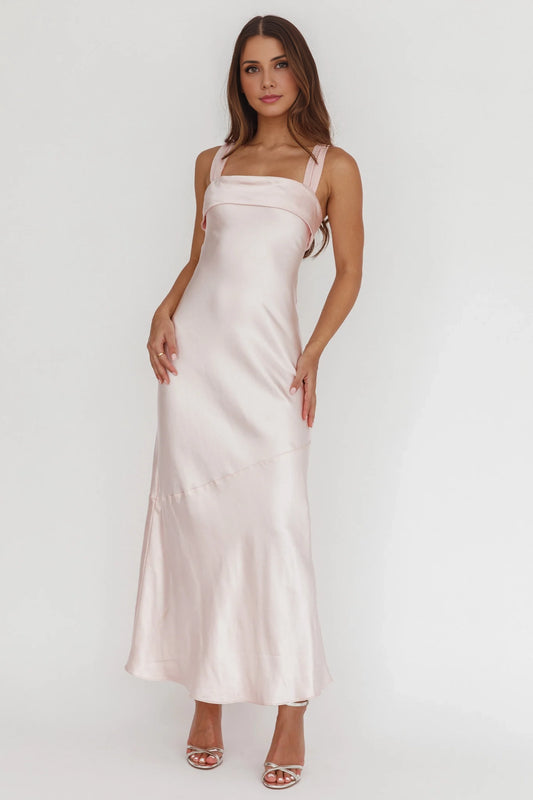Gorgeous shoulder strap details without lining, side zipper bridesmaid dress