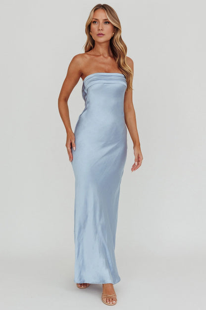 Gorgeous unlined strapless pleated detail revealing suspender bridesmaid dress