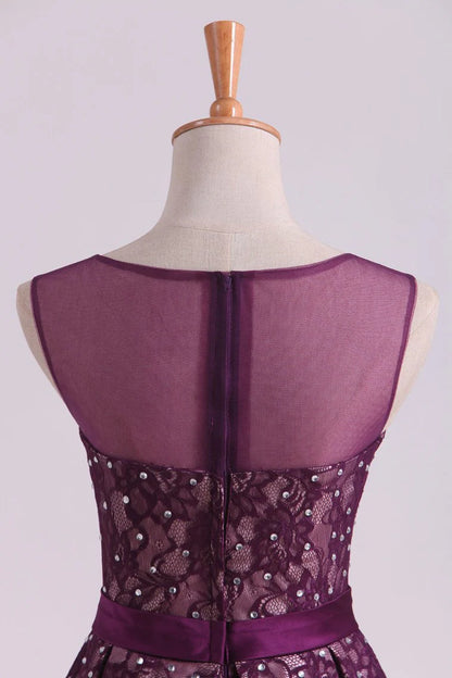 Purple dress short mini style with belt and beads
