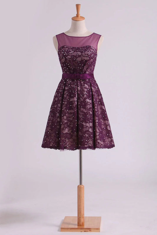 Purple dress short mini style with belt and beads