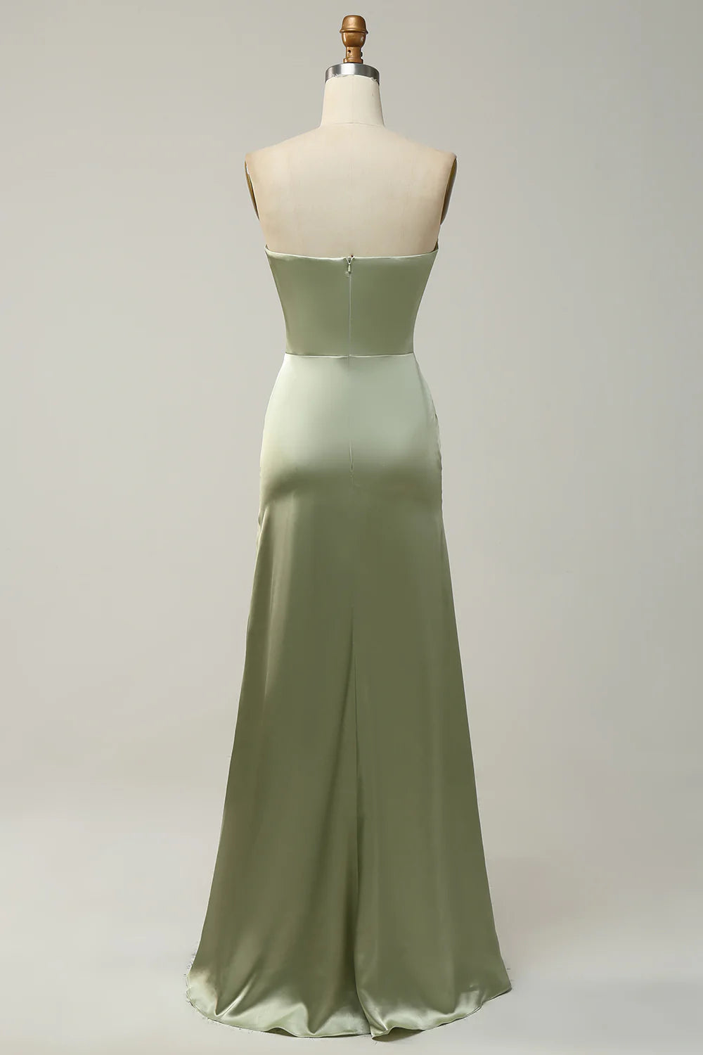 Sheath Convertible Strapless Satin Floor-Length Dress with Slit