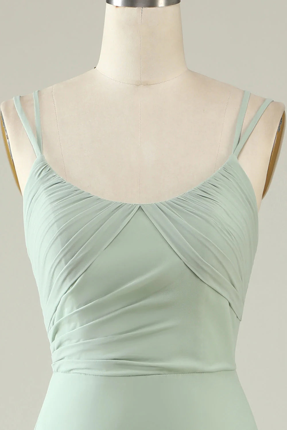 Mermaid Draped Spaghetti Straps Chiffon Bridesmaid Dress
