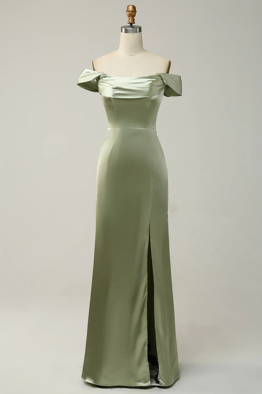 Sheath Convertible Strapless Satin Floor-Length Dress with Slit