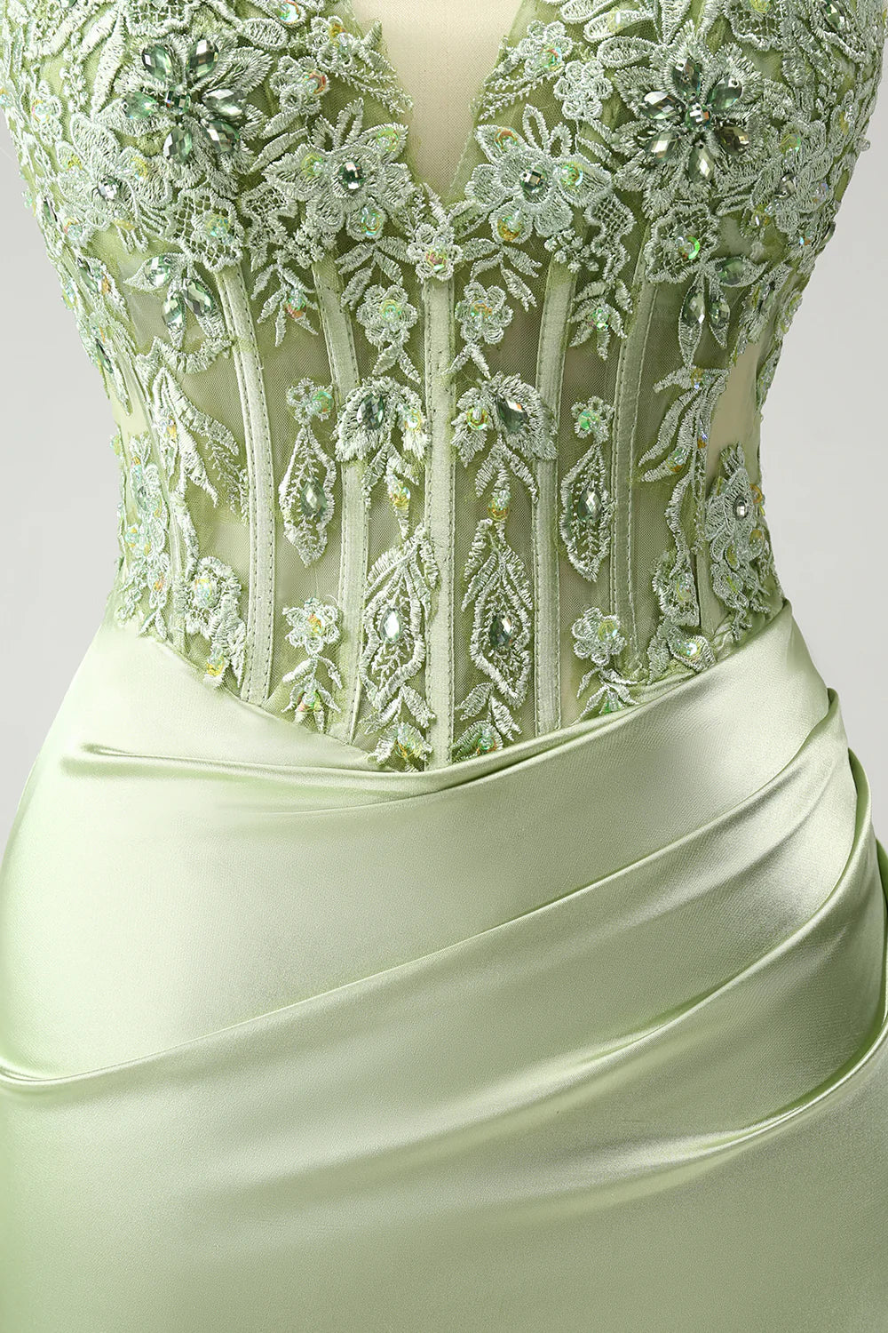 Green Sheath Criss Cross Back Corset Short Homecoming Dress