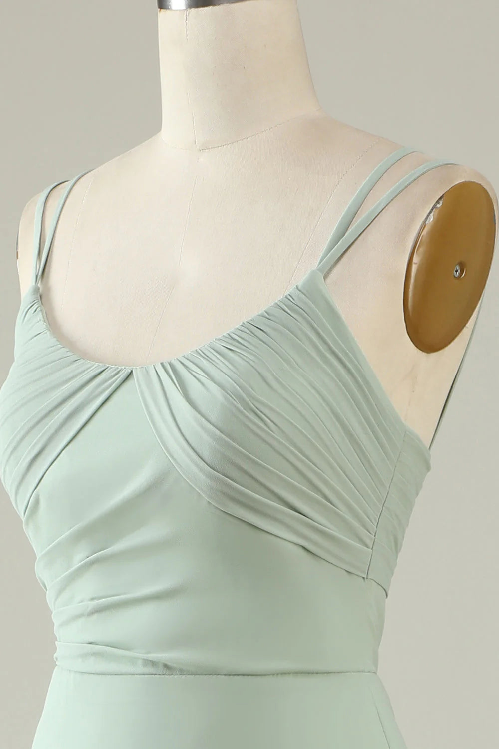 Mermaid Draped Spaghetti Straps Chiffon Bridesmaid Dress