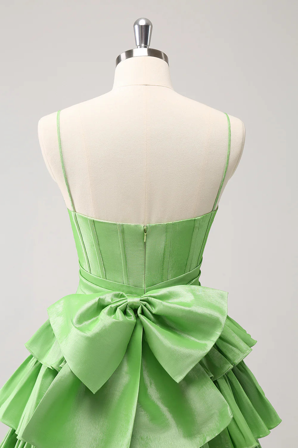 A Line Spaghetti Straps Corset Tiered Ruffle Homecoming Dress